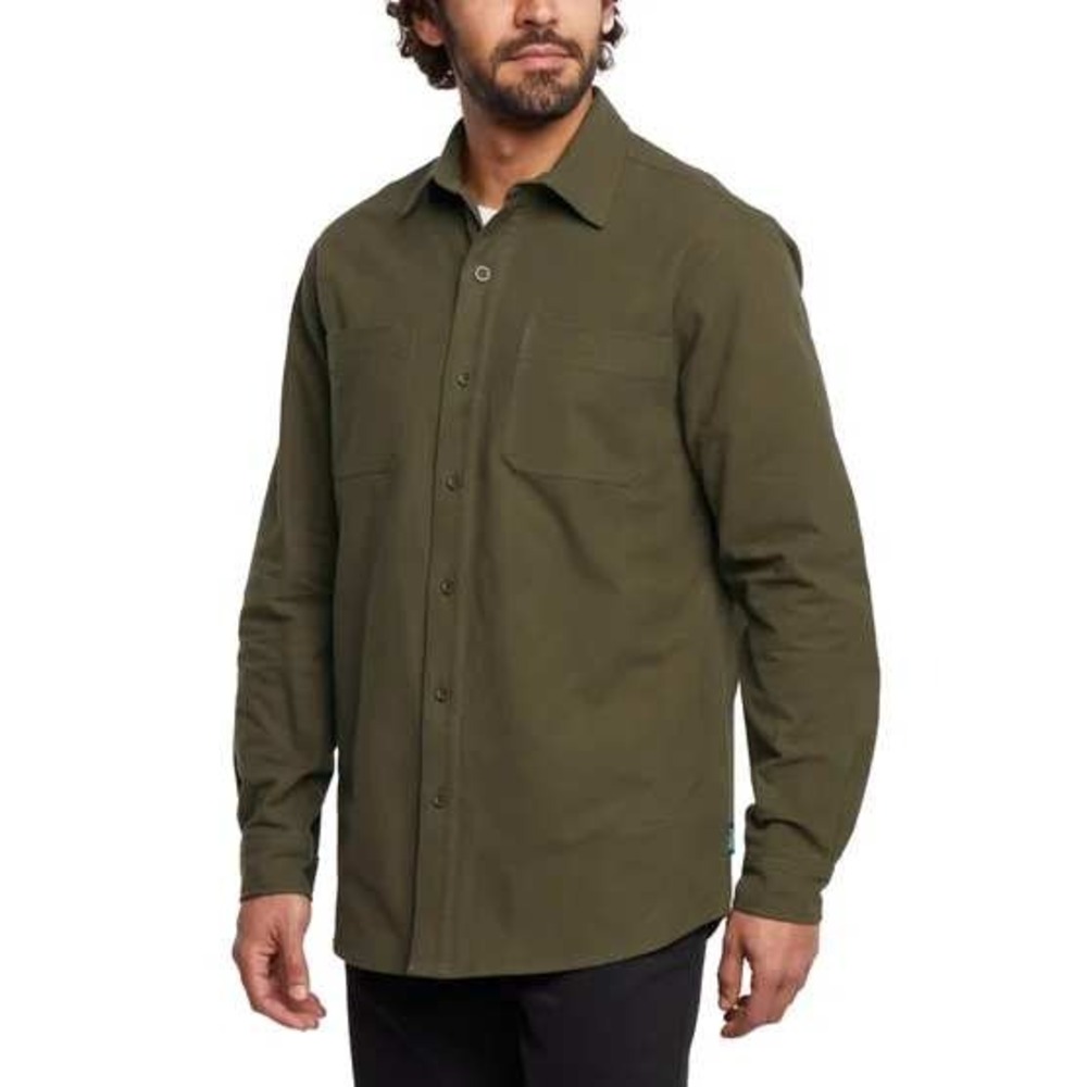 WOOLRICH 100% Cotton Chamois‎ Shirt Mens S Army Green Olive Button Front Top NWT